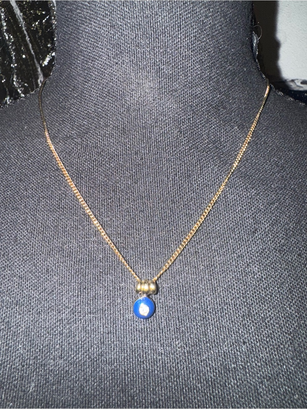 Dior Gold-Tone Necklace with Blue Disc Charm - Picture 5 of 5